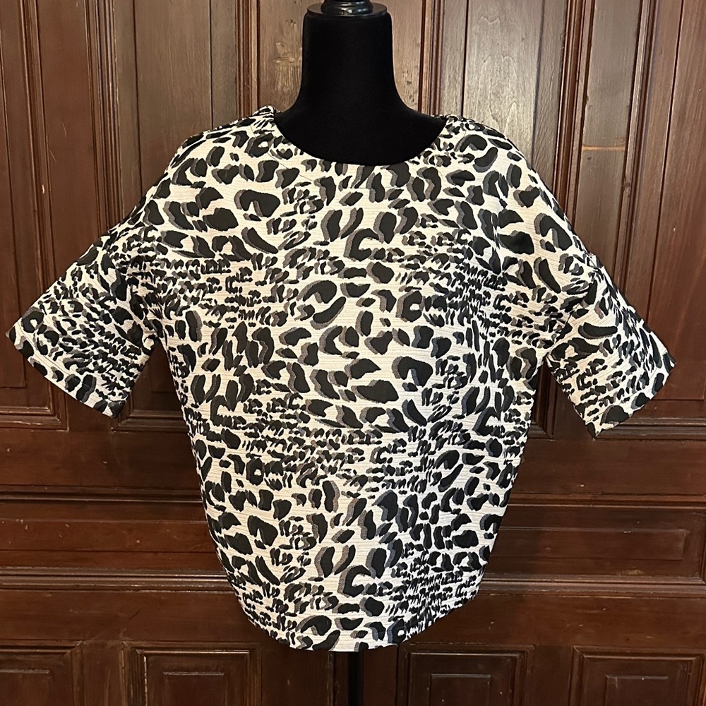 Elegant Monochrome Animal Print Blouse